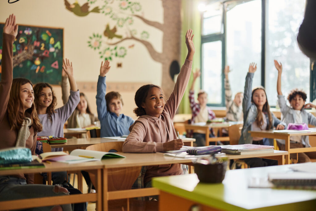 Diverse group of children in a classroom